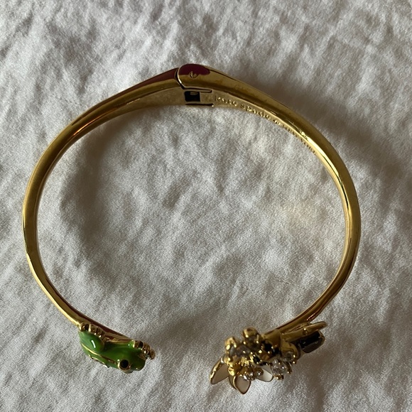 Kate Spade:Multi-Stone Frog& Flower HingedCuff Bracelet- Gold Tone-Missing stone - Picture 11 of 16
